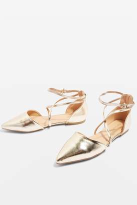 Topshop Womens Albany Cross Strap Pointed Sandals - Gold