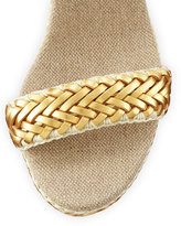 Thumbnail for your product : Tory Burch Paloma Woven Metallic Wedge Sandal, Platinum