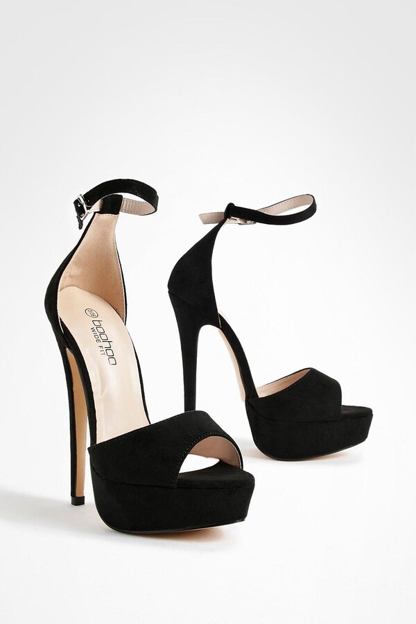 wide width black platform heels