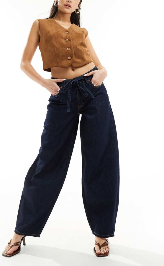 Stradivarius balloon jean in dark wash ShopStyle