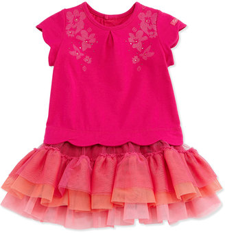Catimini Tiered Flounce Combo Dress, Pink, Size 3Y-6Y