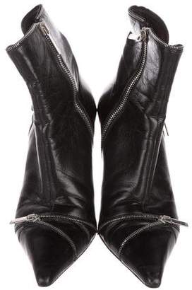 Christian Dior Leather Zipper-Accented Boots