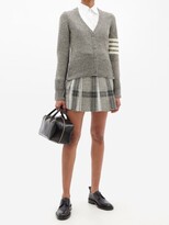 Thumbnail for your product : Thom Browne Pleated Windowpane-check Wool-twill Skirt - Grey