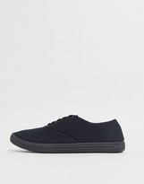 Thumbnail for your product : ASOS DESIGN DESIGN plimsolls in black canvas