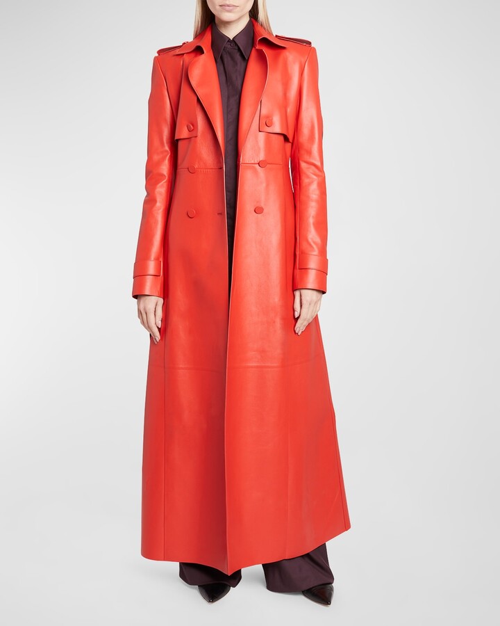 Gabriela Hearst Fontana Belted Leather Trench Coat - ShopStyle