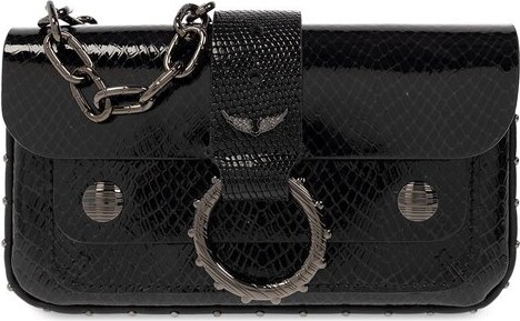 Zadig & Voltaire X Kate Moss Black Wallet On Silver Chain Bag