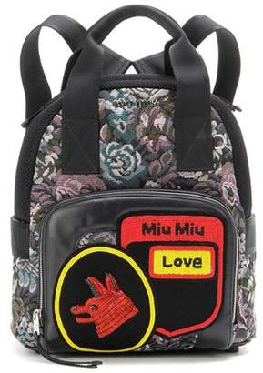 Miu Miu Beaded jacquard and leather backpack