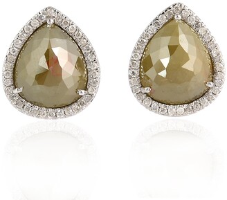 Mia Diamonds 14k White Gold 5x3 Pear Smoky Quartz Earrings 