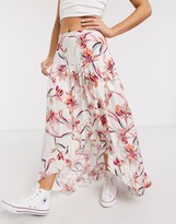 Thumbnail for your product : En Creme high low midi skirt in floral