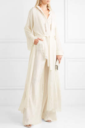 Etro Lace-paneled Silk-jacquard Robe