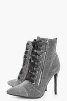 Thumbnail for your product : boohoo Susie Shimmer Stiletto Pointed Hiker Boot