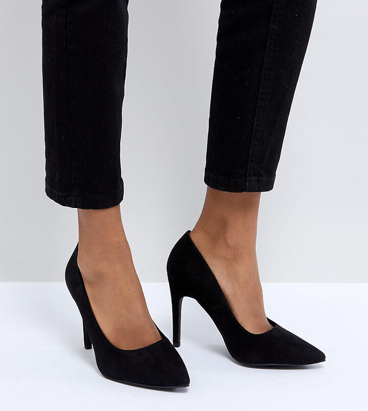 New Look Wide Fit New Look heeled court shoes in black - ShopStyle Heels