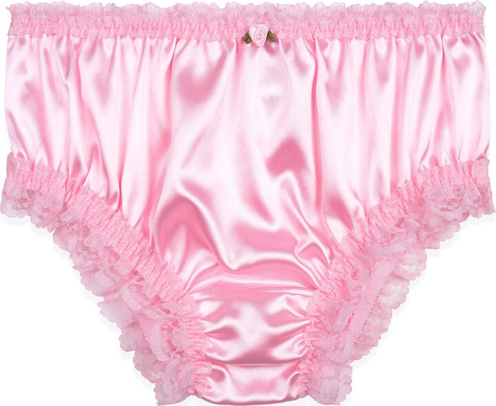 Satini Women's Satin Frilly Lace Sissy French Knickers Briefs Panties ...