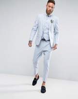 Thumbnail for your product : ASOS Design Wedding Skinny Suit Jacket In Light Blue Stretch Linen Cotton