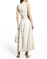 Thumbnail for your product : Elie Saab Lace-Insert Scalloped Metallic Knit Maxi Skirt