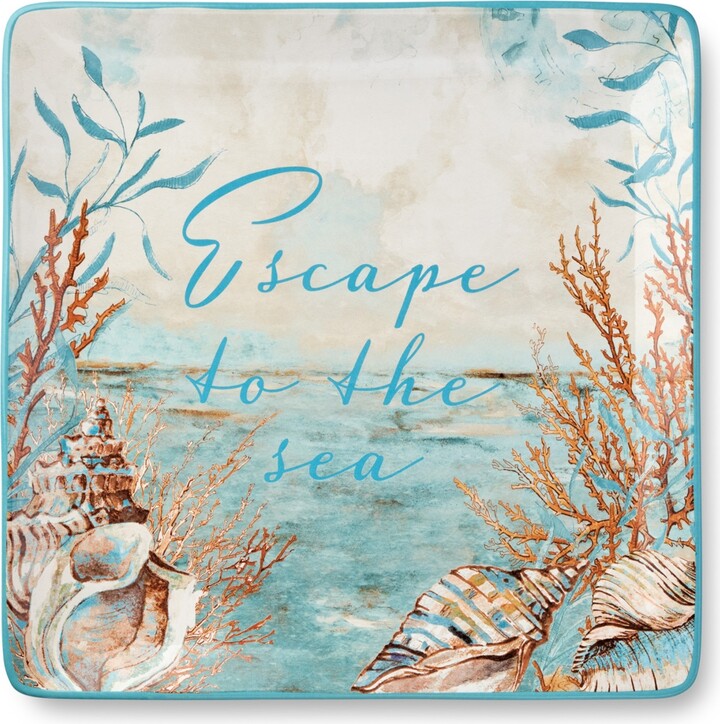 Certified International Escape to the Sea Square Platter