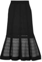 Alexander McQueen - Lace-paneled Stretch-knit Midi Skirt - Black