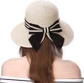 Thumbnail for your product : Jeff & Aimy Jeff&Aimy 1920s Straw Fedora Hat Womens Foldable Straw Sun Hat