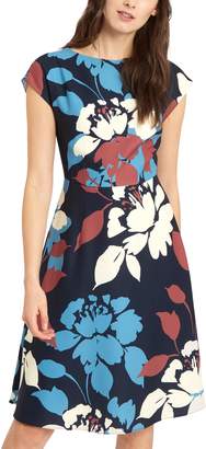 Jaeger Floral Silhouette Fit And Flare Dress