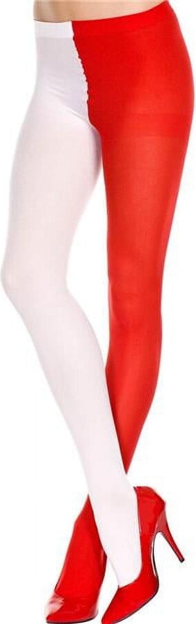 Music Legs Women’s Women’s Opaque Jester Tights, Style 748 748-RED/WHITE