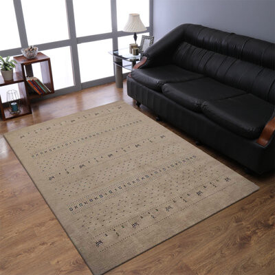 Get My Rugs LLC Rugsotic Carpets Hand Knotted Loom Wool 3'x5' Area Rug Contemporary Beige L00585