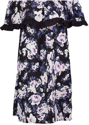 boohoo Milly Off The Shoulder Printed Frill Dress