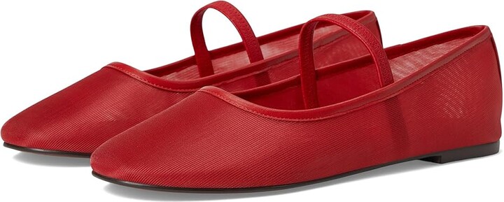 Madewell Cosme Elastic Mary Jane Women's Flat Shoes Bandana Red : 10.5 M Leather/Mesh/Rubber
