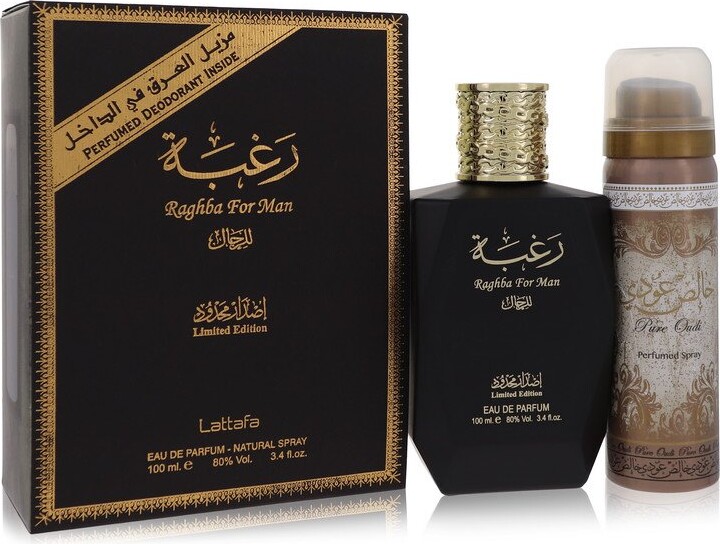 2pcs Combo Lattafa Raghba Man by Lattafa Eau De Parfum Spray plus 1.7 oz Deodorant Spray 3.4 oz Men