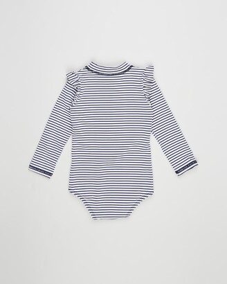 Cotton On Baby - Navy One-Piece Swimsuit - Nicky Long Sleeve Ruffle Swimsuit - Babies - Size 0-3 months at The Iconic