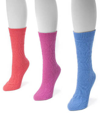 Muk Luks Women's 3-Pack Pointelle Crew Socks