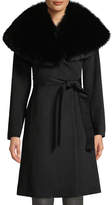 Thumbnail for your product : Fleurette Oversize Fur-Collar Wool Wrap Coat