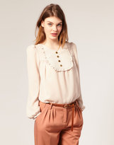 Thumbnail for your product : ASOS Button Front Bib Smock Top
