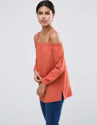 ASOS Cold Shoulder Top With Button Back