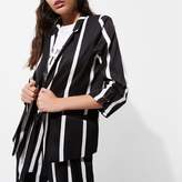 Thumbnail for your product : River Island Womens Black stripe print ruched sleeve blazer