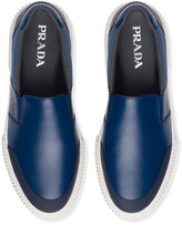 Thumbnail for your product : Prada Printed Logo Slip-On Sneakers