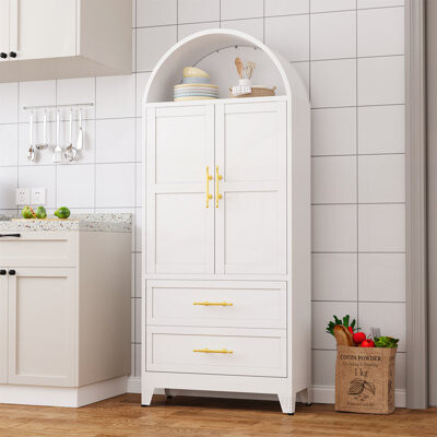 Mercer41 Farmhouse Style Kitchen Pantry with Durable Construction for Multi-functional Storage