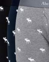 Thumbnail for your product : Abercrombie & Fitch 3 Pack Trunks All Over Moose Logo In Black/Grey/Navy