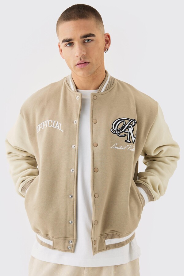 boohoo Oversized Boxy Applique Varsity Jersey Bomber Jacket