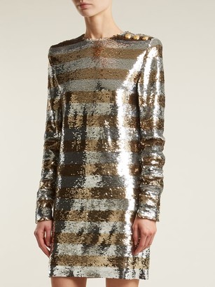 Balmain Boat-neck Mini Dress - Silver Gold