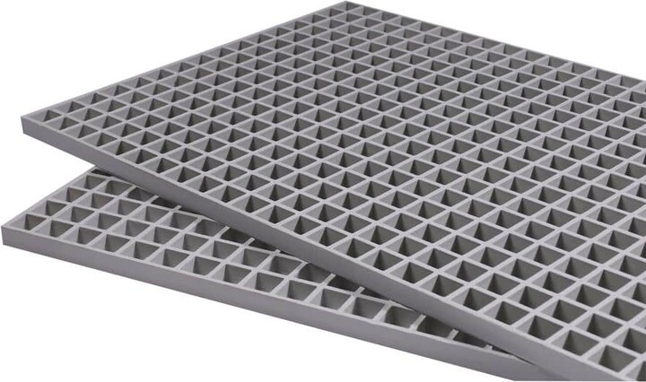 Wellco 1.5 in. x 1.5 in. x 1 in. 2 ft. x 4 ft. Fiberglass Molded Grating Trench Cover, Gray