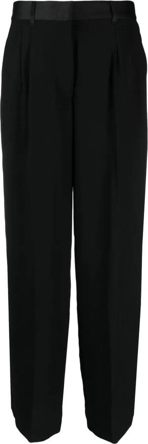 Pleat-Detail Wide-Leg Trousers
