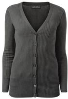 Thumbnail for your product : New Look Black Ribbed V Neck Button Front Cardigan