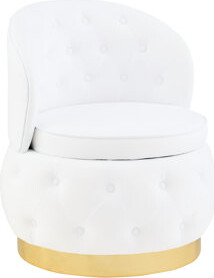 360 Degree Swivel Accent Chair With Storage - White Velvet, Adds Grace To Room Comfy Velvet Hidden For Living Spaces