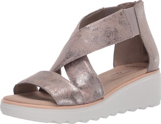 clarks silver wedge sandals