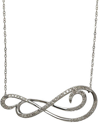 Lord & Taylor 14K White Gold Diamond Scroll Necklace