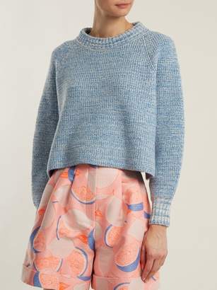 Vika Gazinskaya Cropped Wool Sweater - Womens - Blue