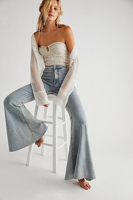 Just Float On Printed Flare Jeans ~ Free People