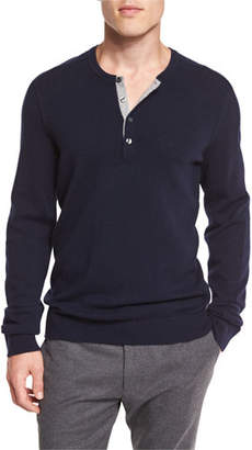 Vince Cashmere Long-Sleeve Henley Sweater
