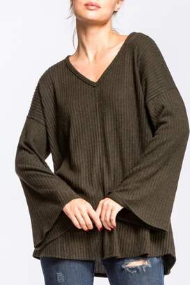 Cherish Olive Seam Sweater