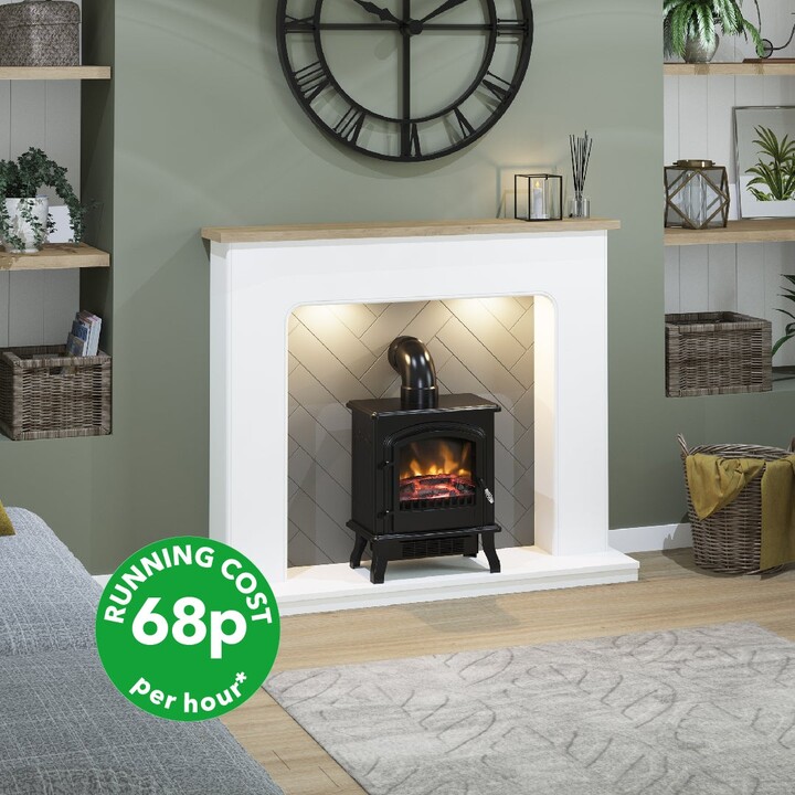 Be Modern Group Dunelm White Sennen Electric Fireplace Suite, 115cm x